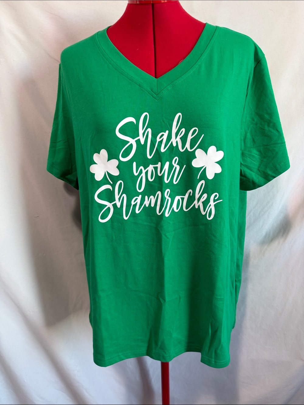 Green "Shake Your Shamrocks" V-Neck Short Sleeve Tee